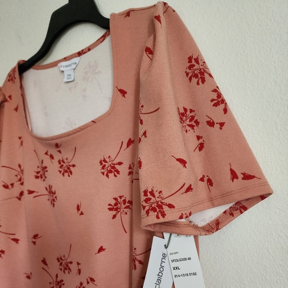 Liz Claiborne Pullover Square Neck Puffed Sleeve Regular Fit Sz XXL (NWT) - Picture 3 of 7